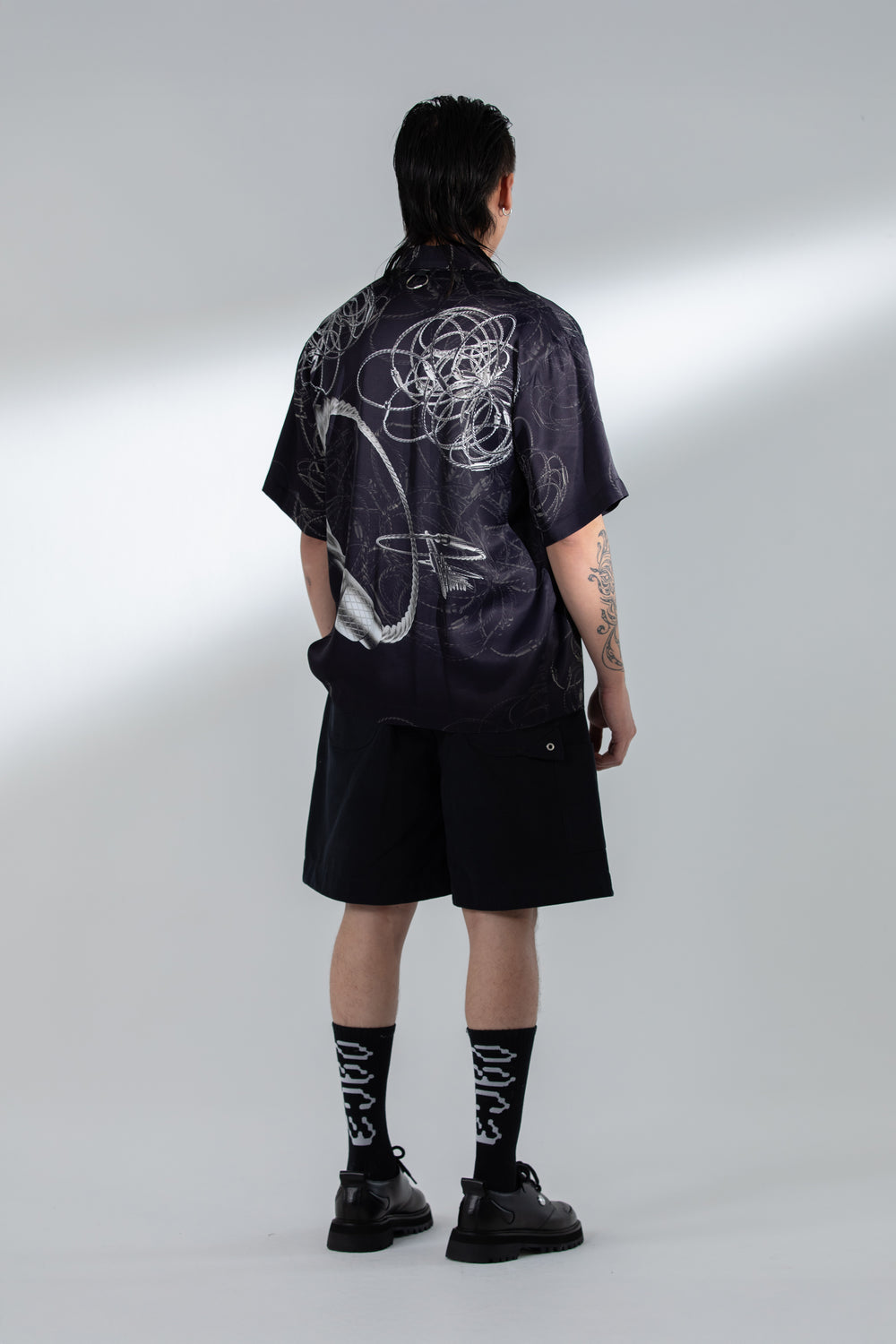 STEEL CABLE CUBAN COLLAR SHIRT BLACK