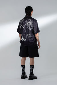 STEEL CABLE CUBAN COLLAR SHIRT BLACK