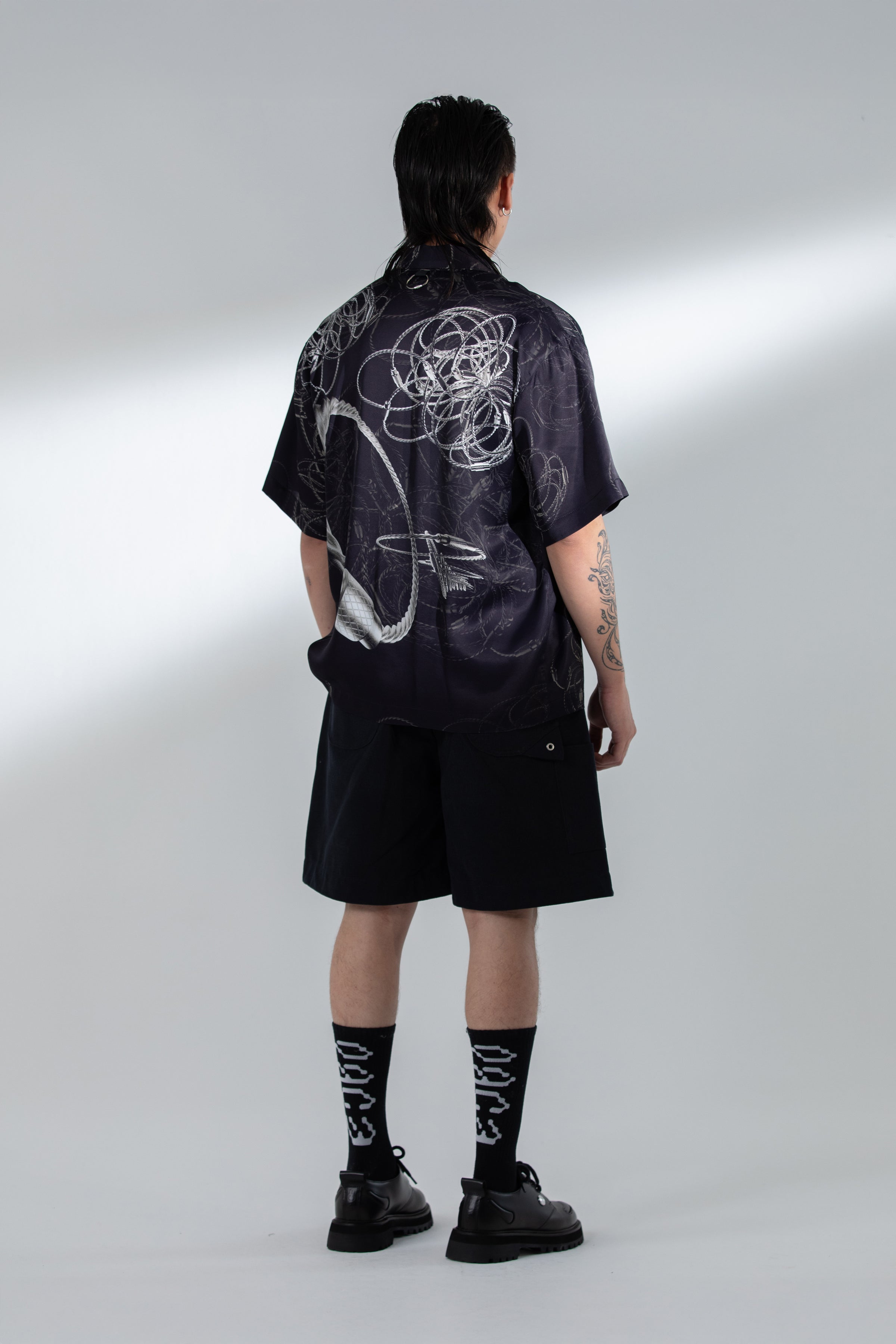 STEEL CABLE CUBAN COLLAR SHIRT BLACK