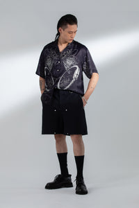 STEEL CABLE CUBAN COLLAR SHIRT BLACK