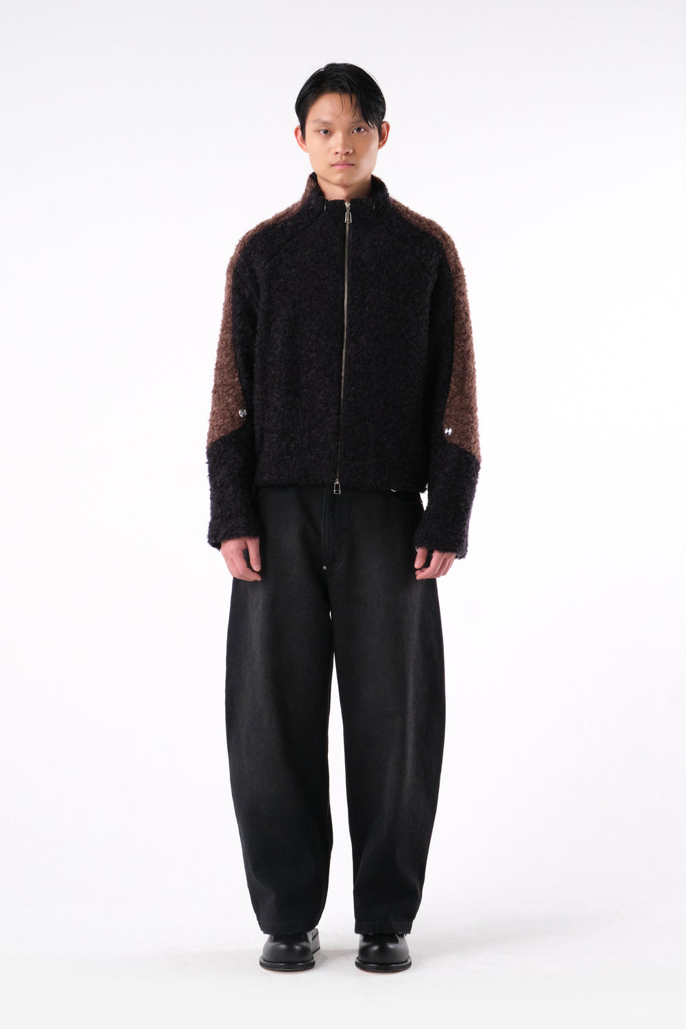 EX-IN FLEECE JACKET BLACK / BROWN