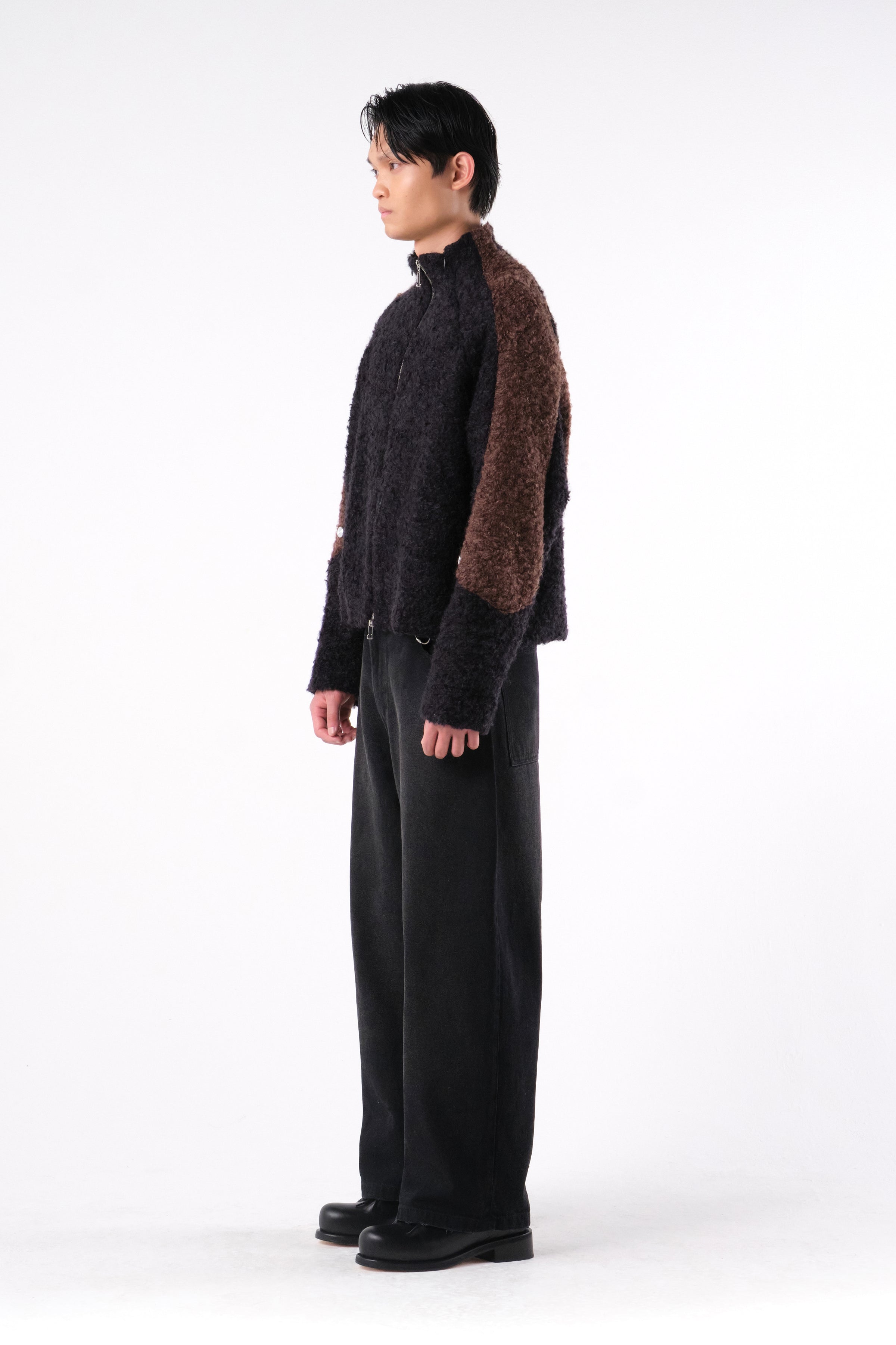 EX-IN FLEECE JACKET BLACK / BROWN