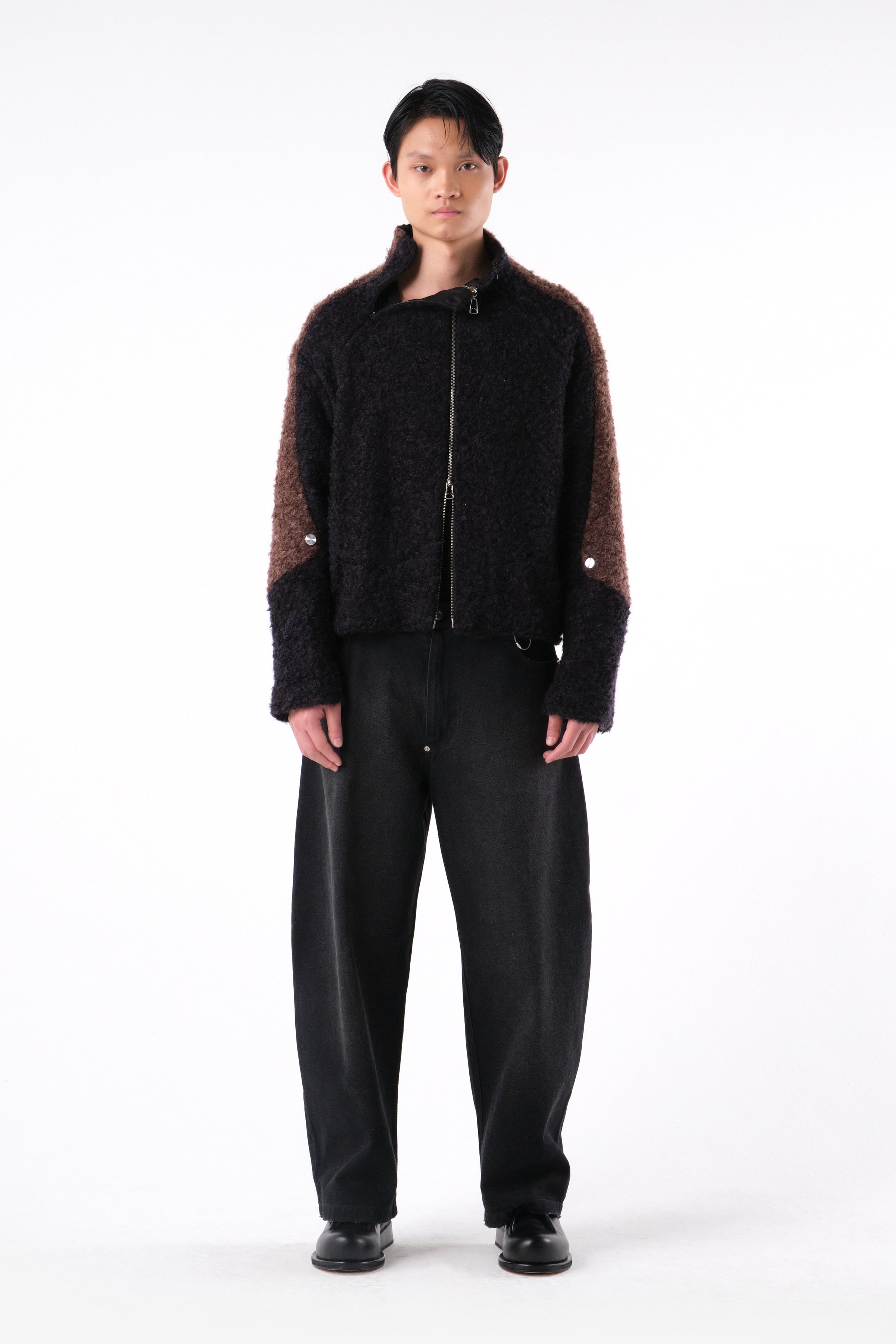 EX-IN FLEECE JACKET BLACK / BROWN