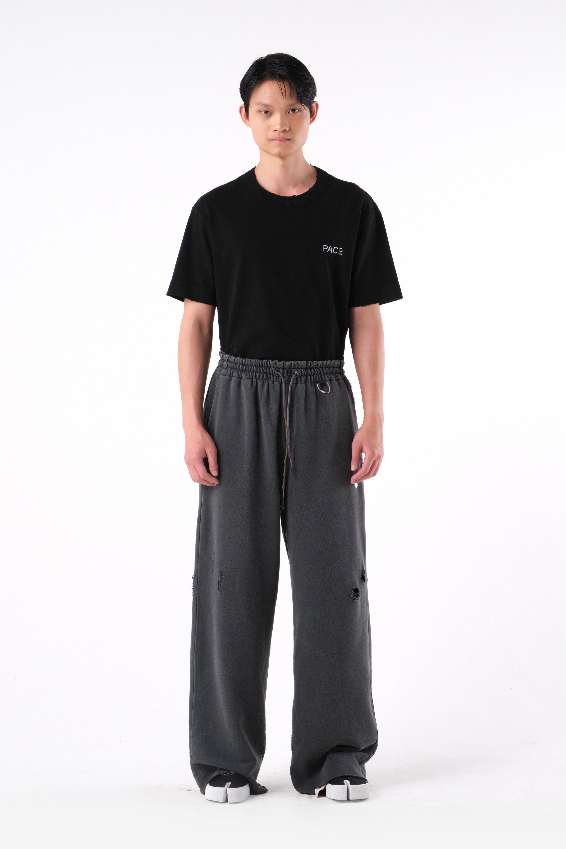RIPPED SWEATPANTS STONE WASHED GREY