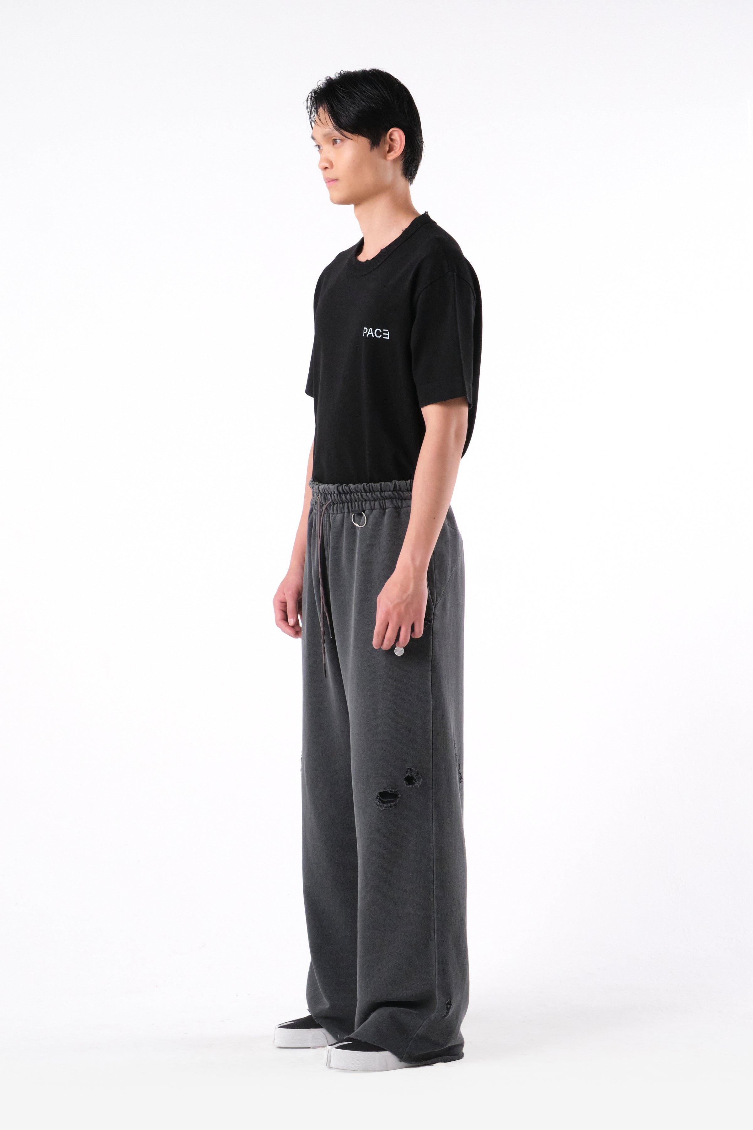 RIPPED SWEATPANTS STONE WASHED GREY