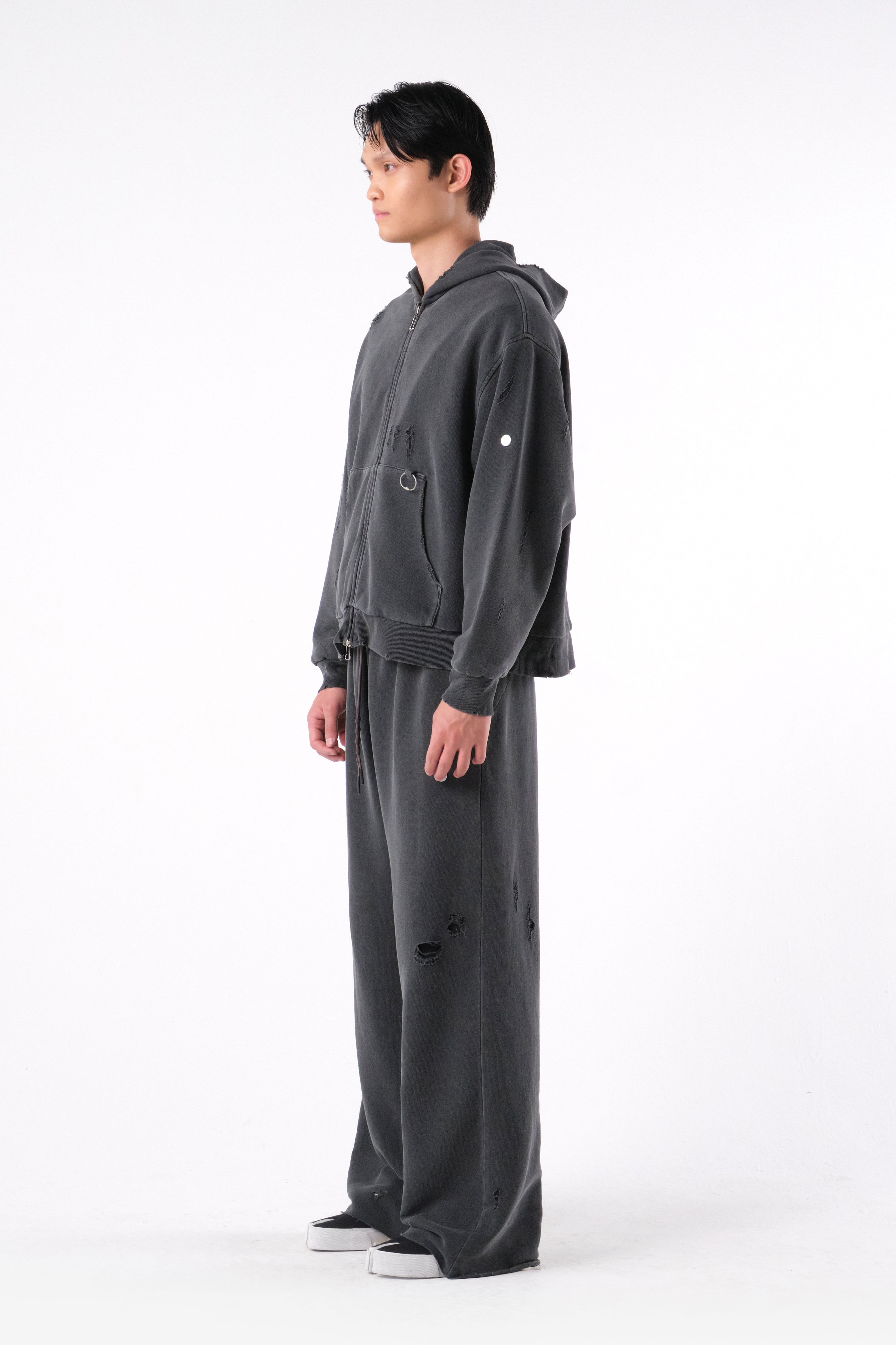 RIPPED ZIP HOODIE STONE GREY – PACE ™