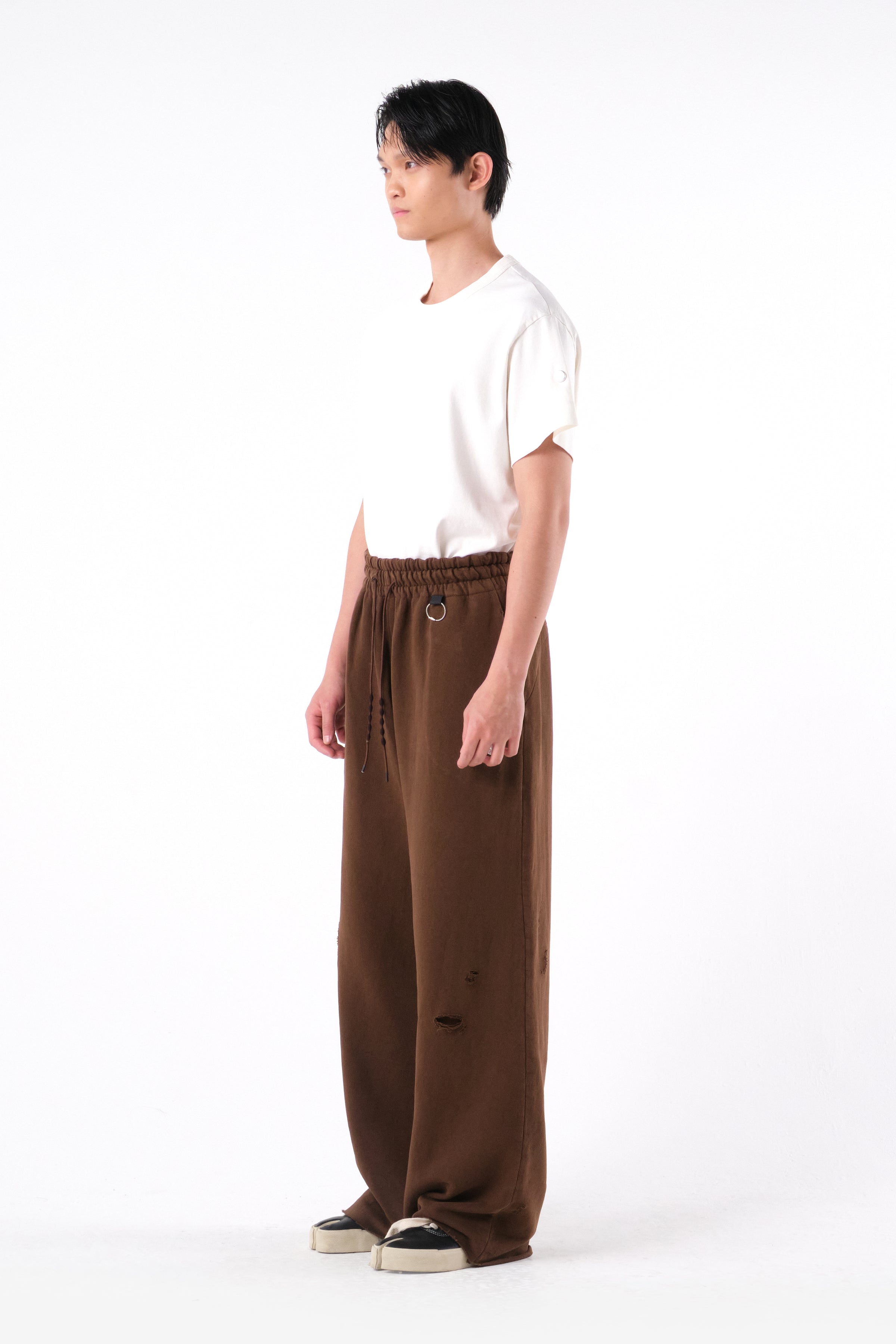 RIPPED SWEATPANTS BROWN