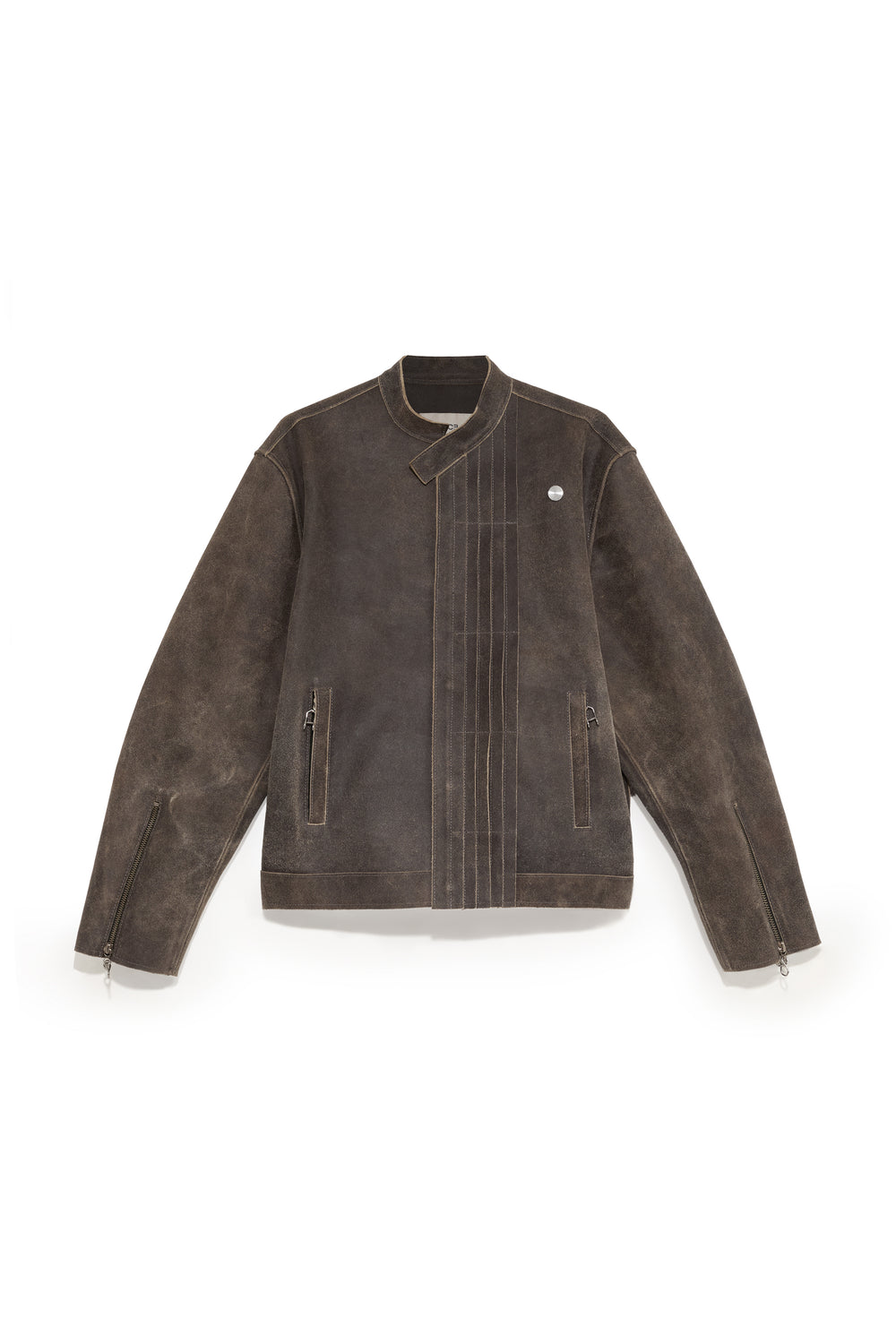 TYP0 TRUCKER LEATHER JACKET DISTRESSED BROWN