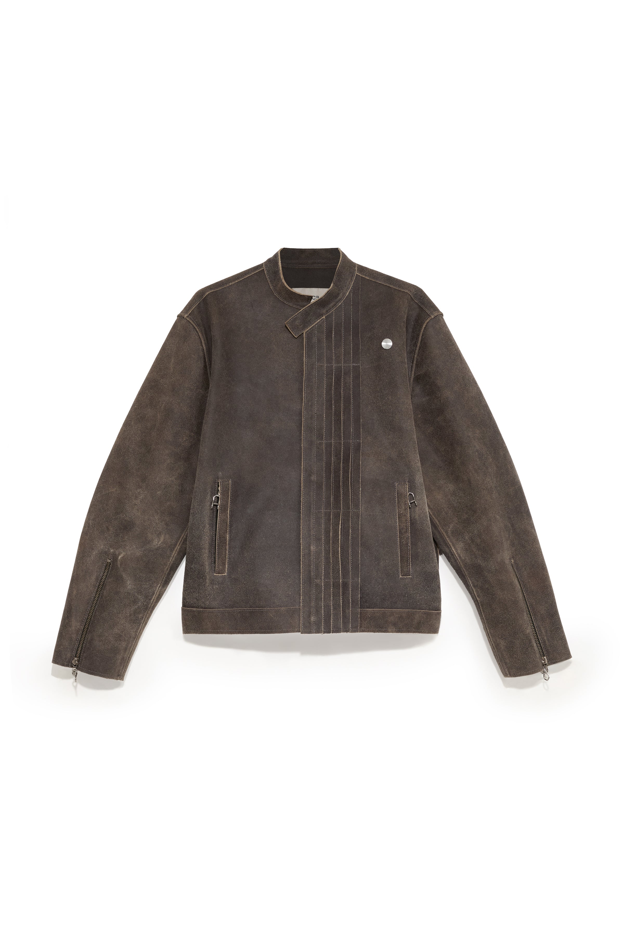 TYP0 TRUCKER LEATHER JACKET DISTRESSED BROWN