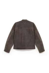 TYP0 TRUCKER LEATHER JACKET DISTRESSED BROWN