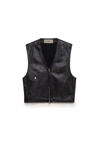 GILET LEATHER VEST BLACK