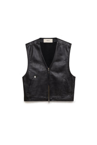 GILET LEATHER VEST BLACK