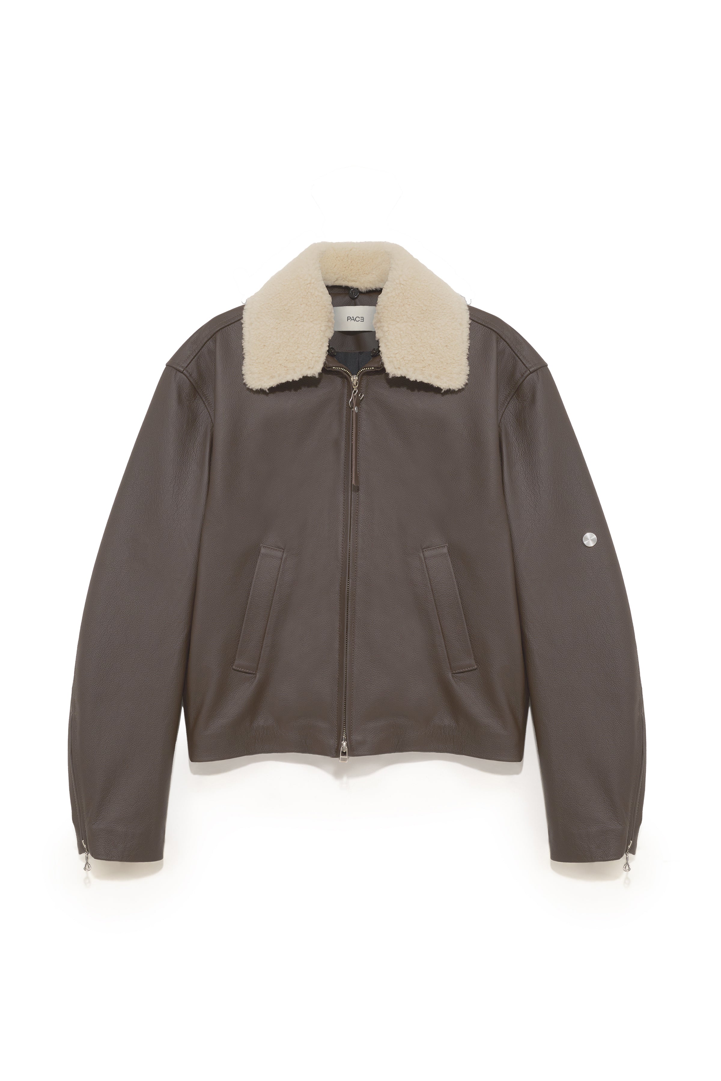 TOBI LEATHER JACKET BROWN / OFF WHITE FUR