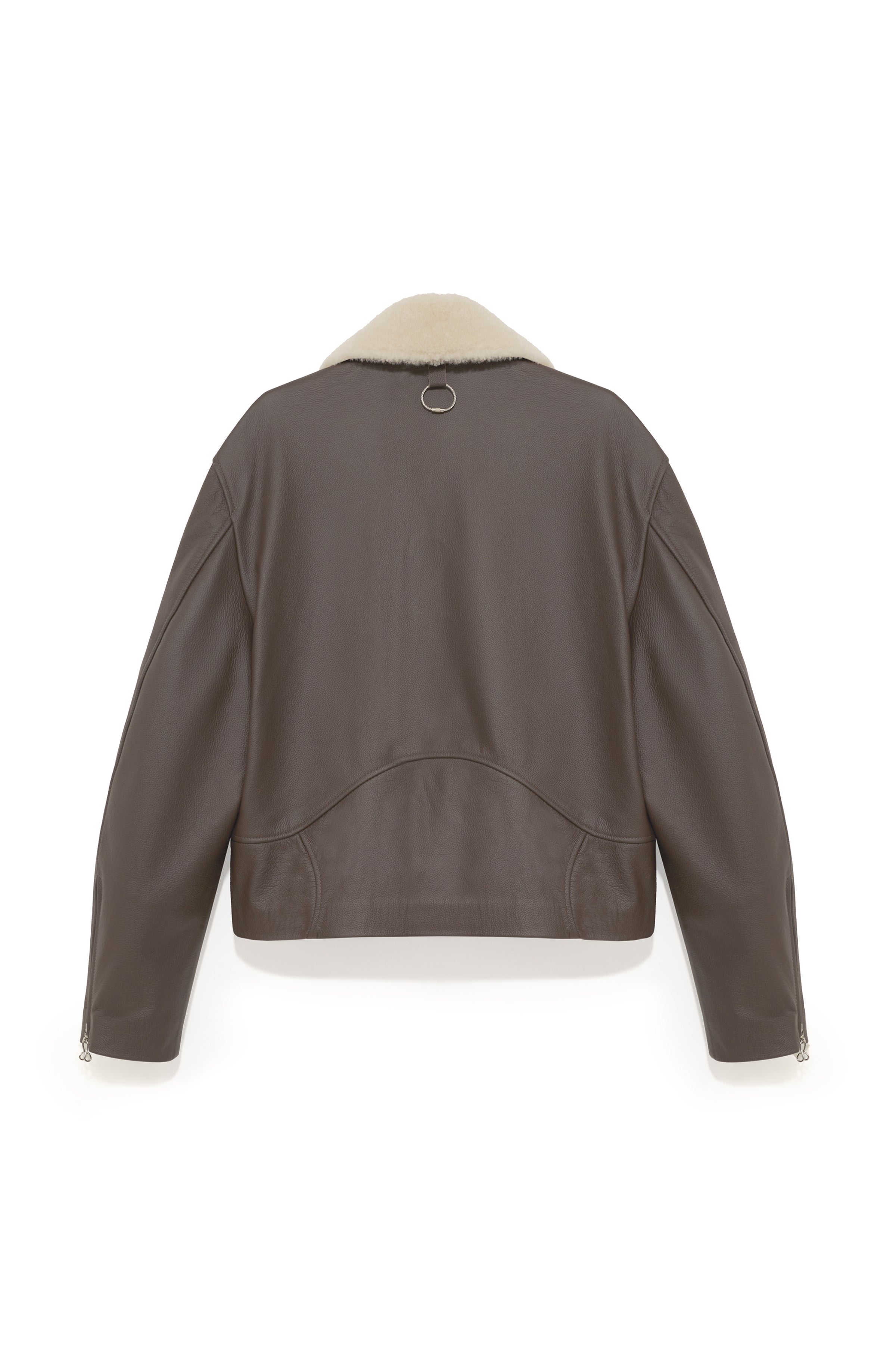 TOBI LEATHER JACKET BROWN / OFF WHITE FUR