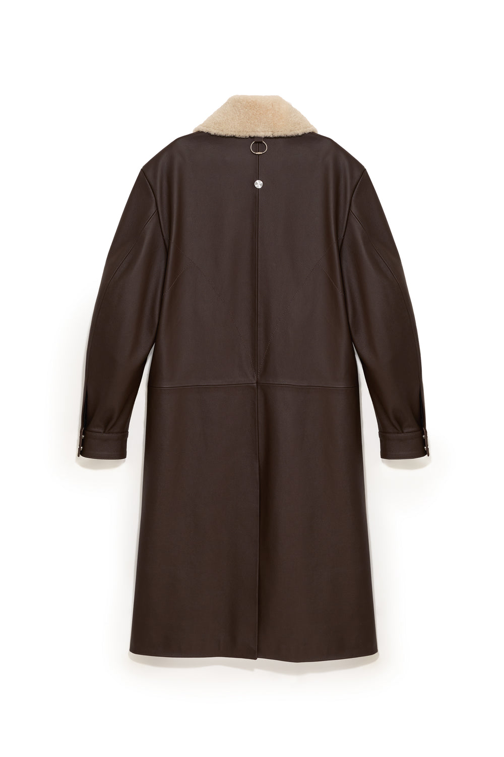 TOBI LEATHER LONG COAT BROWN