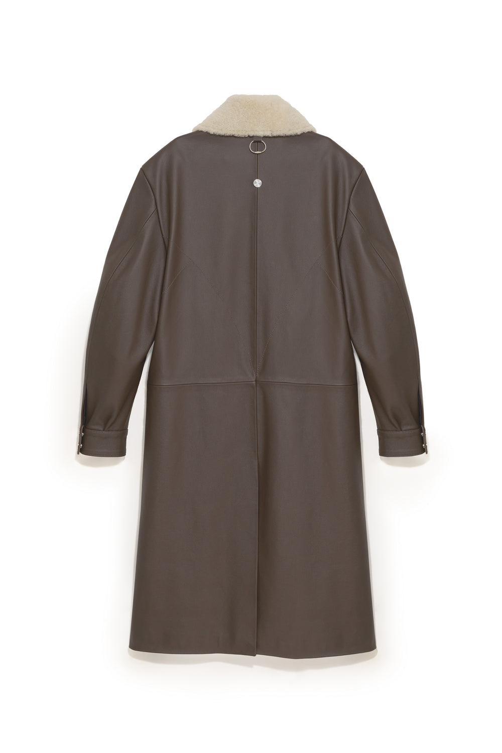 TOBI LEATHER LONG COAT BROWN