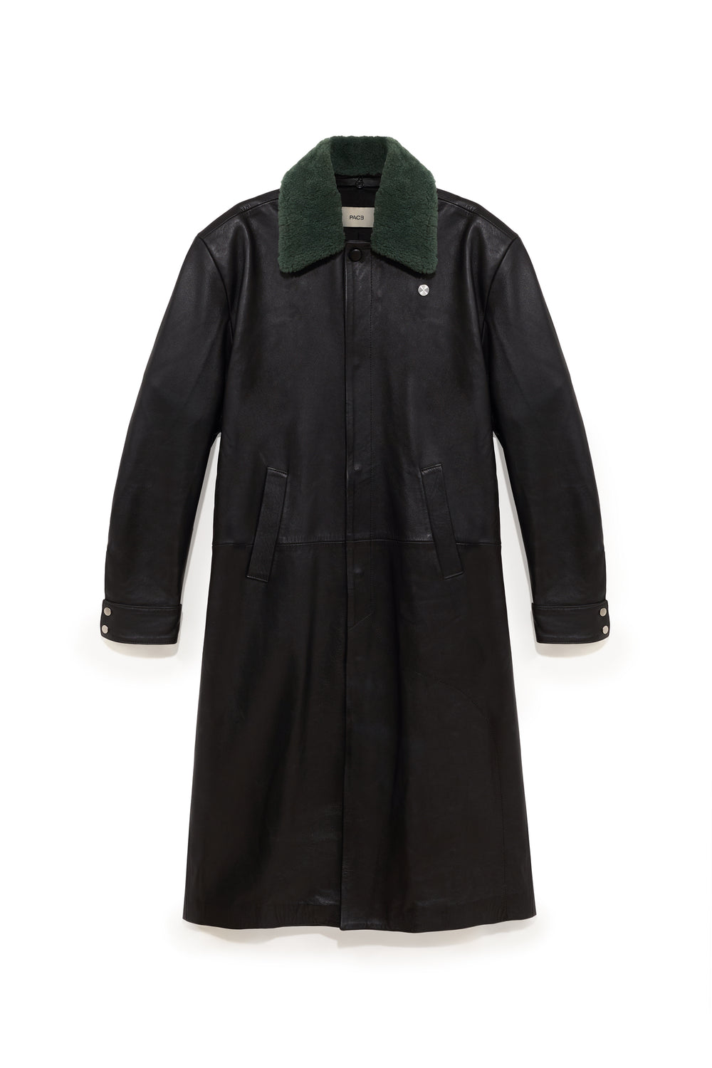 TOBI LEATHER LONG COAT BLACK