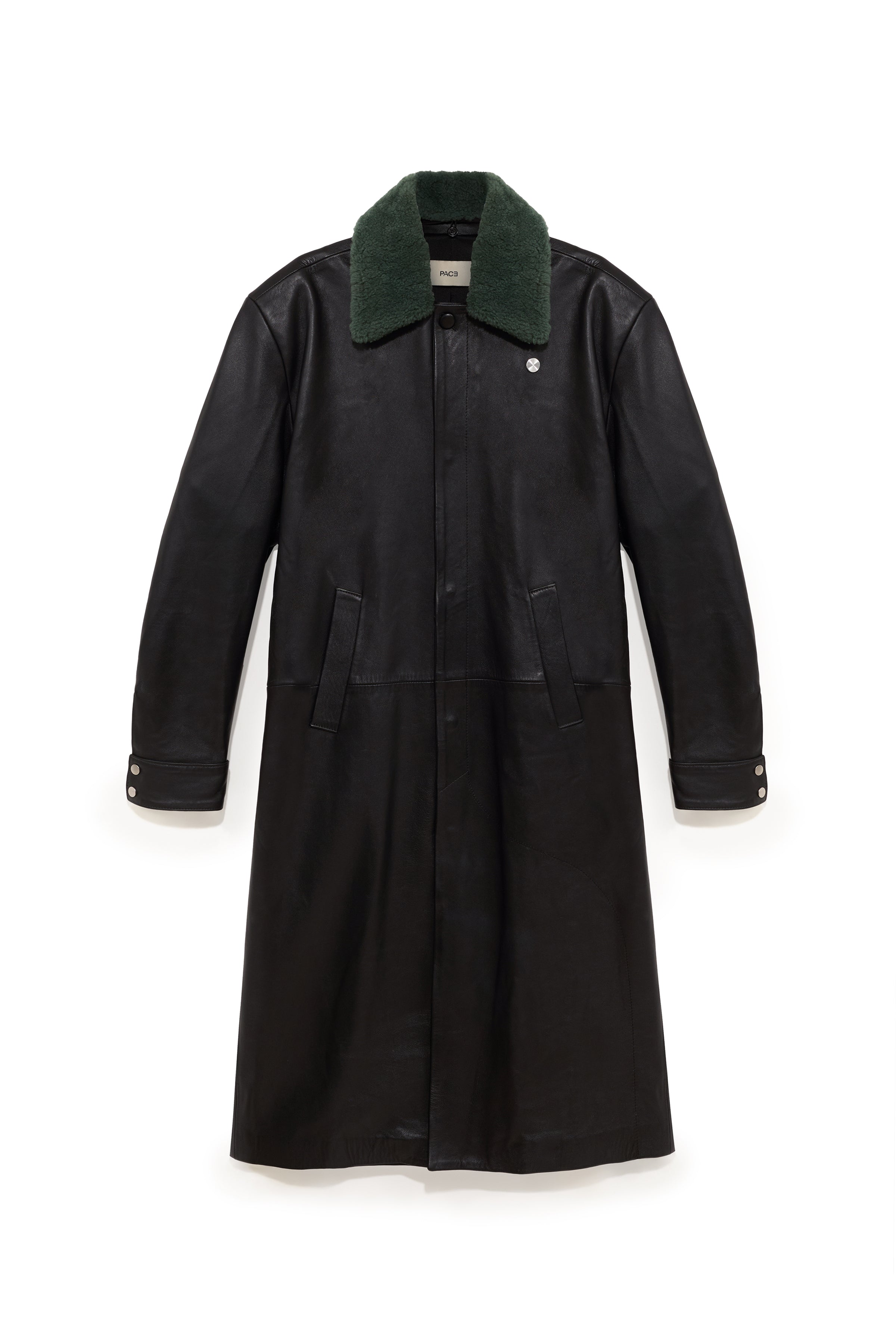 TOBI LEATHER LONG COAT BLACK