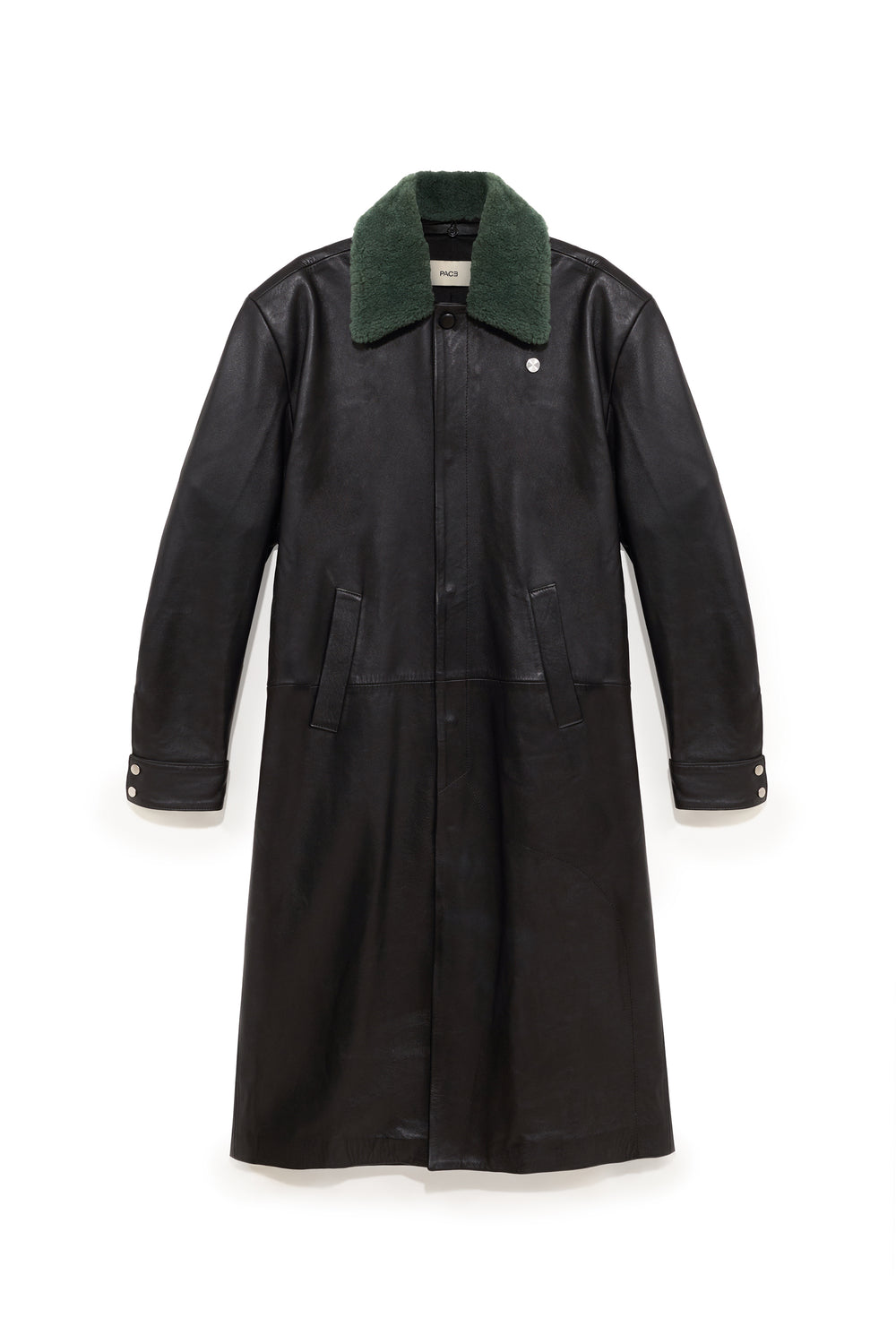 TOBI LEATHER LONG COAT BLACK