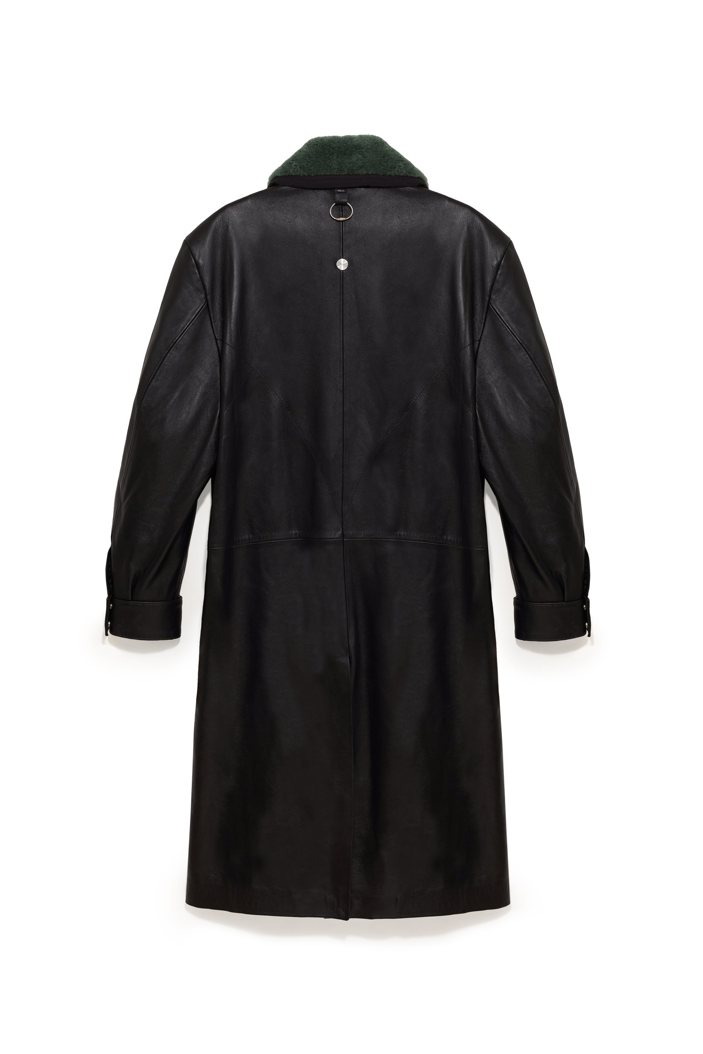 TOBI LEATHER LONG COAT BLACK