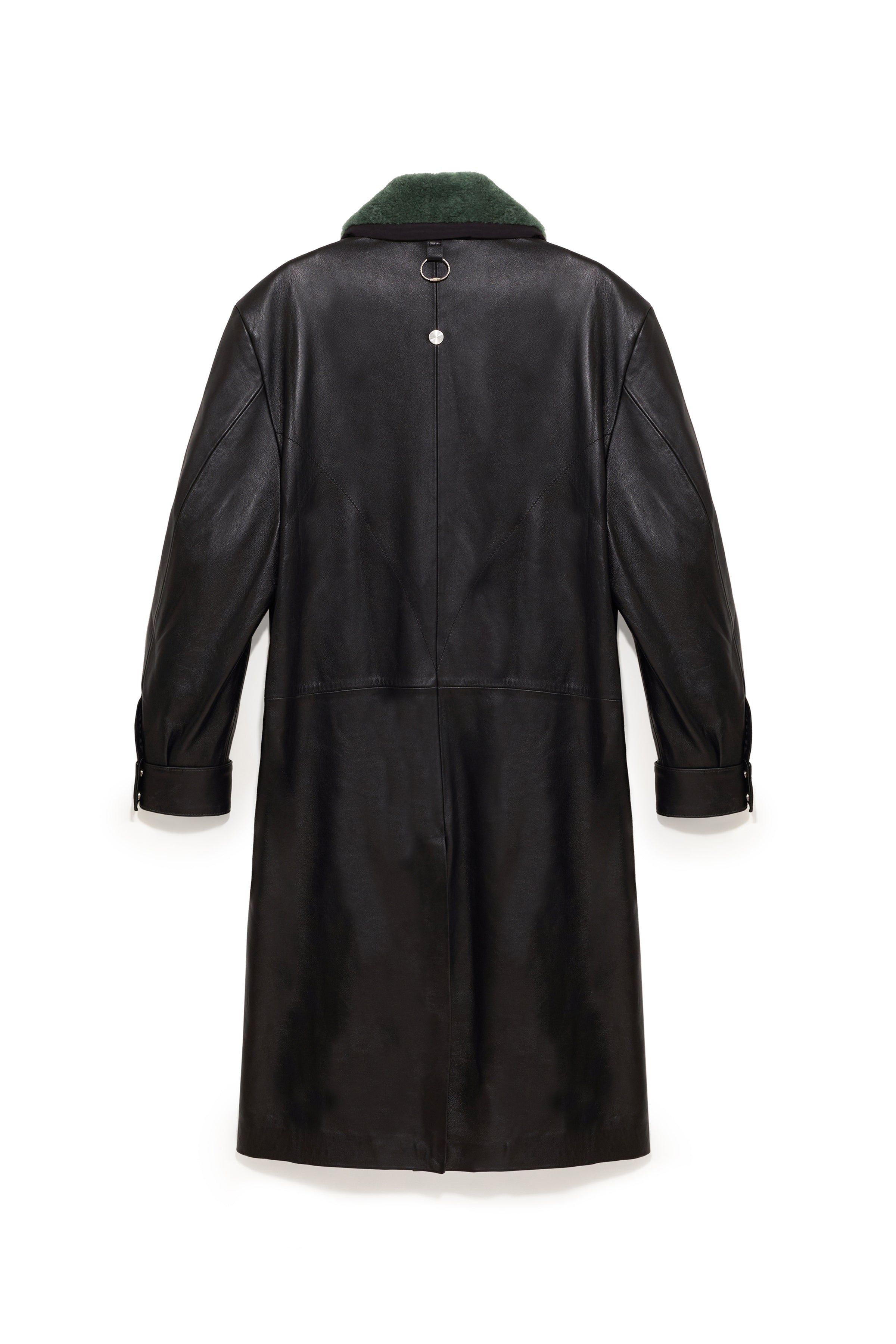 TOBI LEATHER LONG COAT BLACK