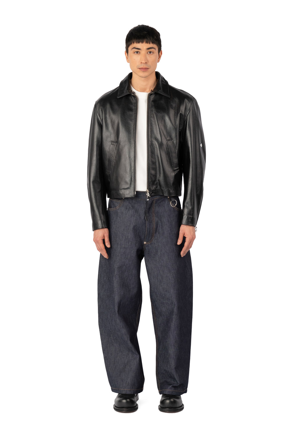 TOBI LEATHER JACKET BLACK / GREEN FUR