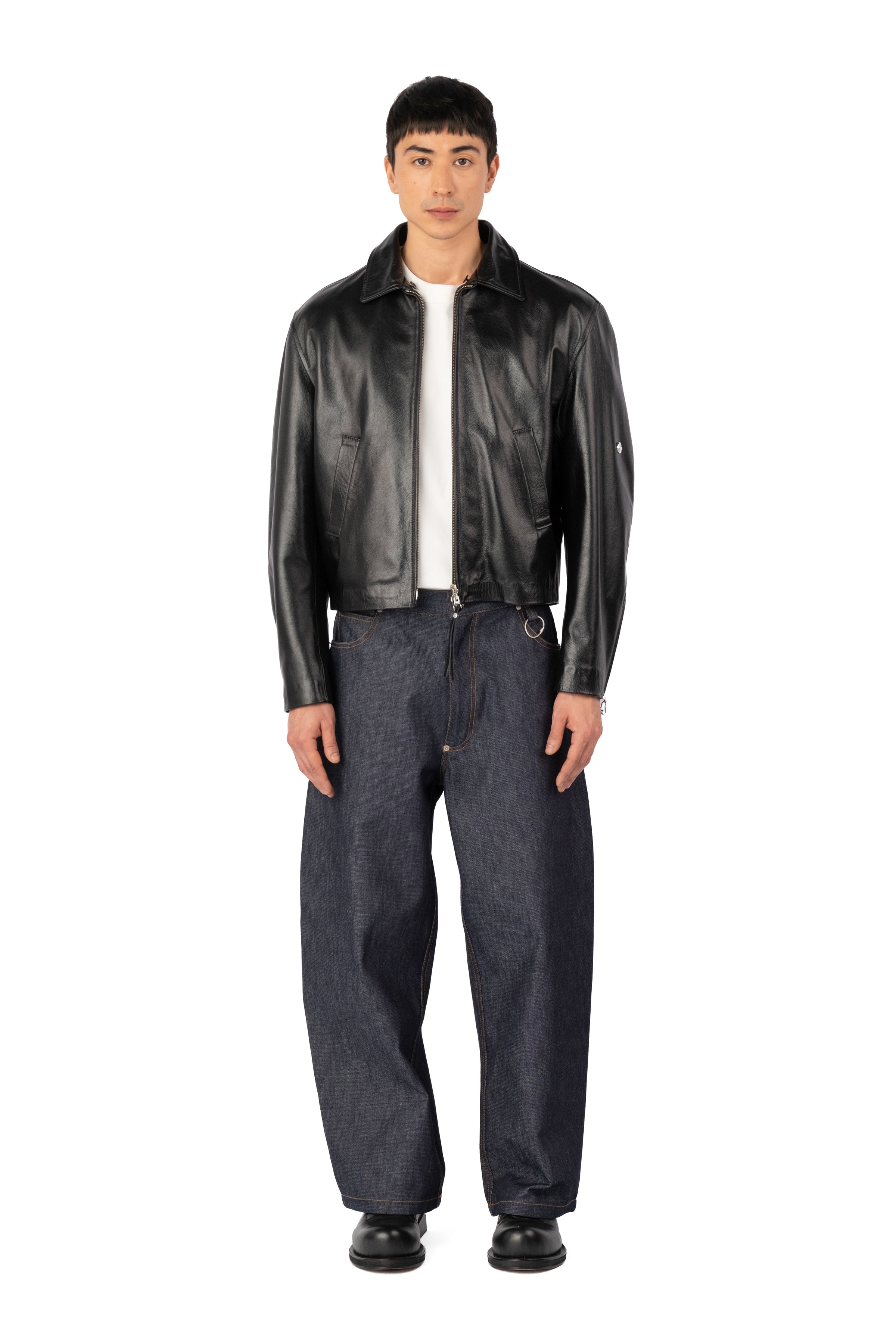 TOBI LEATHER JACKET BLACK / GREEN FUR