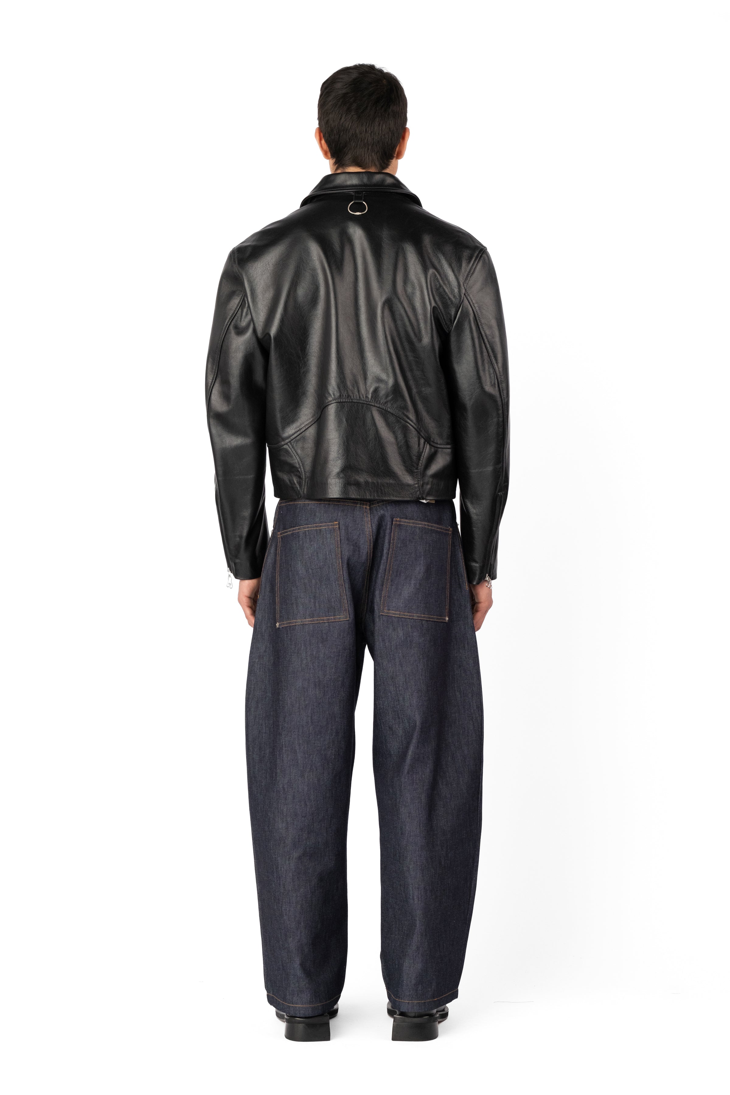 TOBI LEATHER JACKET BLACK / GREEN FUR