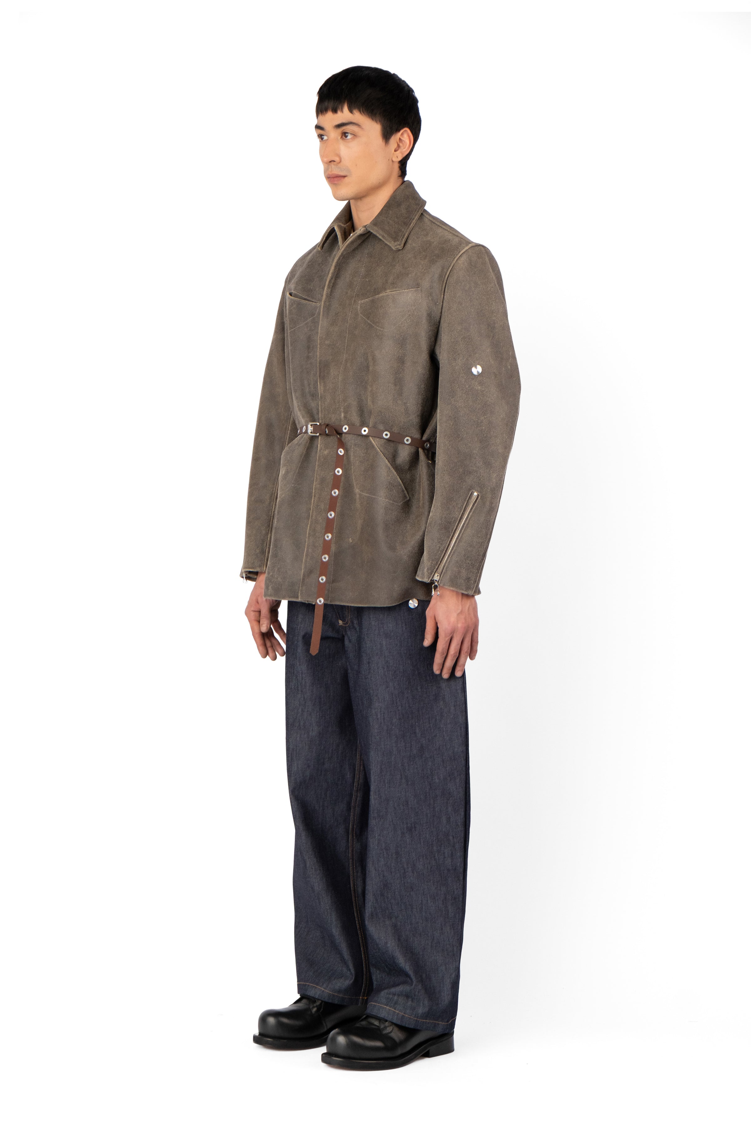 6M5 DESERT LEATHER PARKA DISTRESSED BROWN