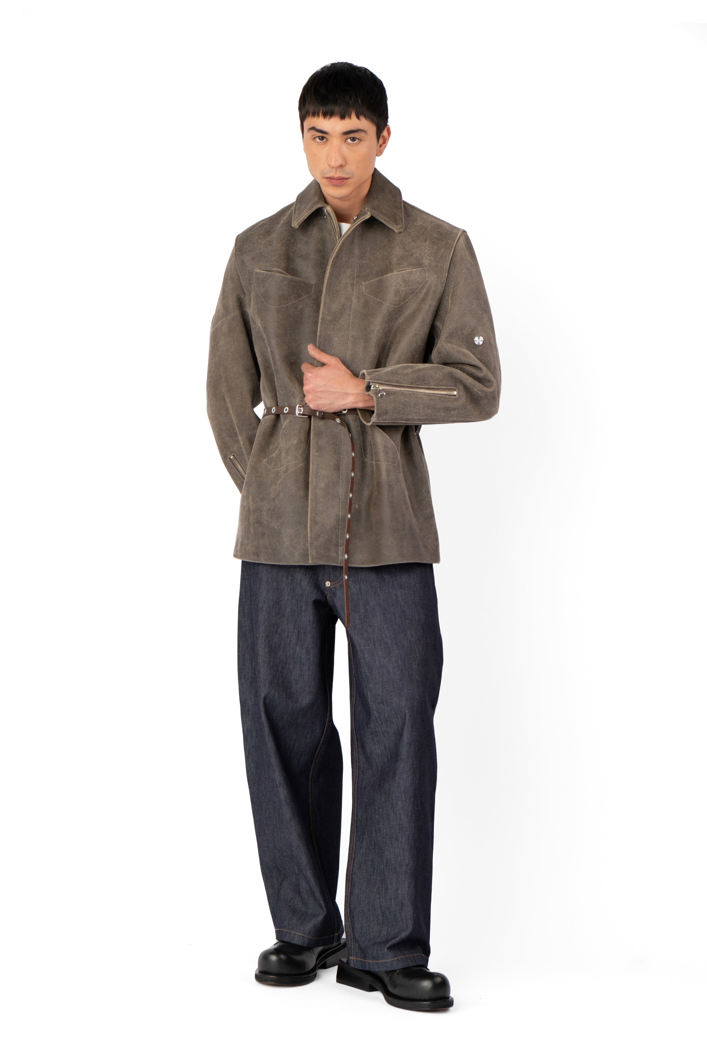 6M5 DESERT LEATHER PARKA DISTRESSED BROWN