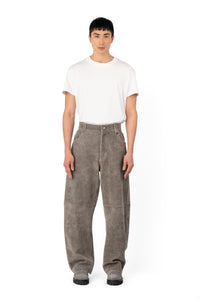 TRUCKER TYP0 LEATHER PANTS DISTRESSED BROWN