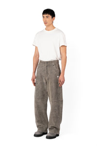TRUCKER TYP0 LEATHER PANTS DISTRESSED BROWN