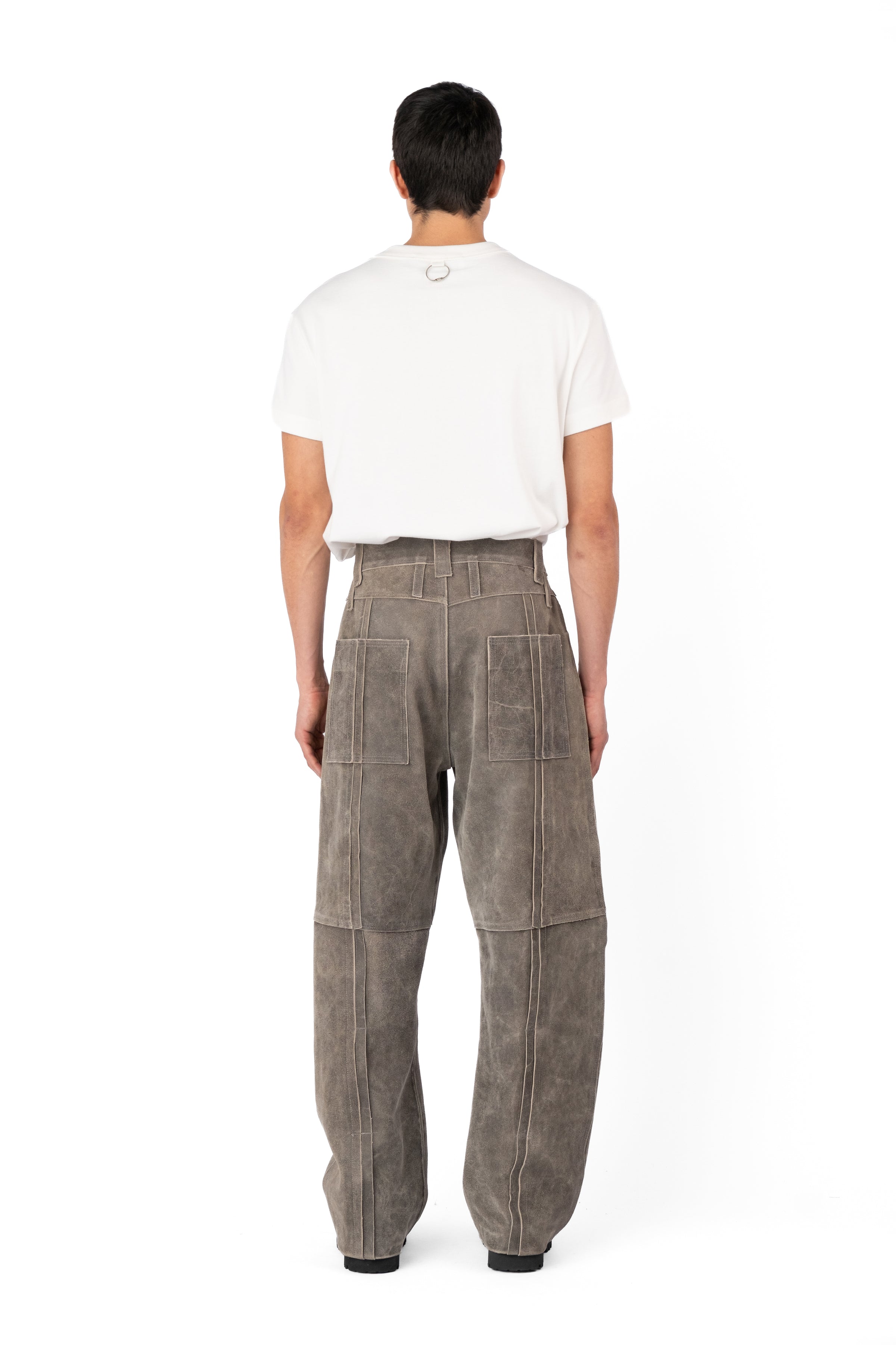 TRUCKER TYP0 LEATHER PANTS DISTRESSED BROWN