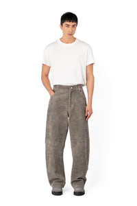 TRUCKER TYP0 LEATHER PANTS DISTRESSED BROWN