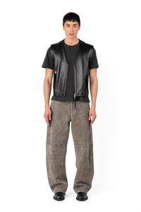 GILET LEATHER VEST BLACK