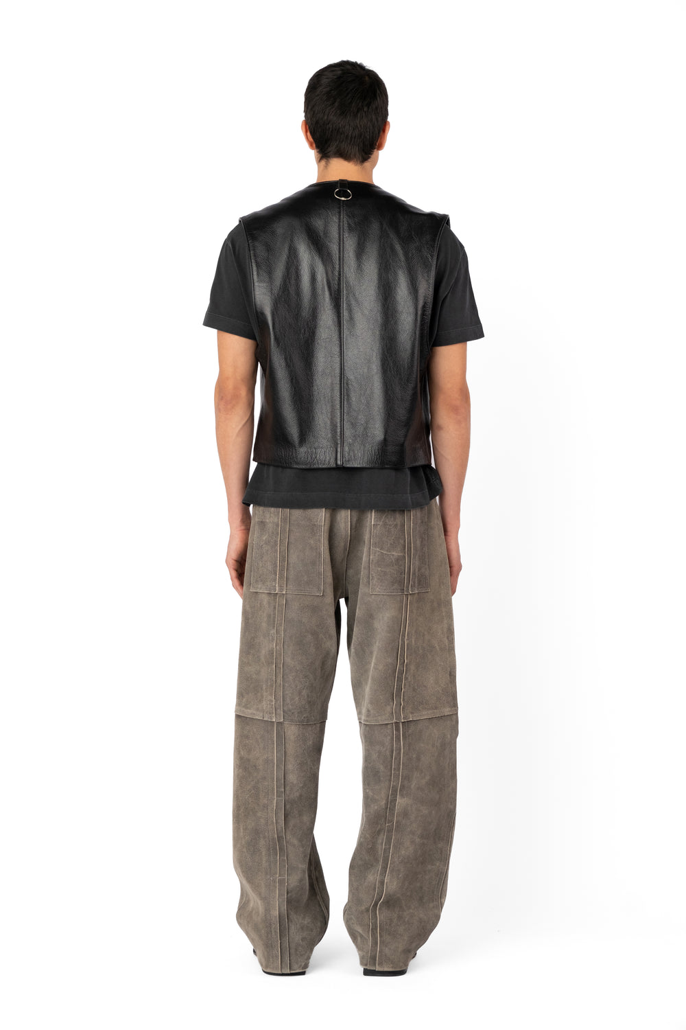 GILET LEATHER VEST BLACK