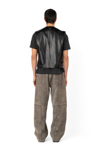GILET LEATHER VEST BLACK