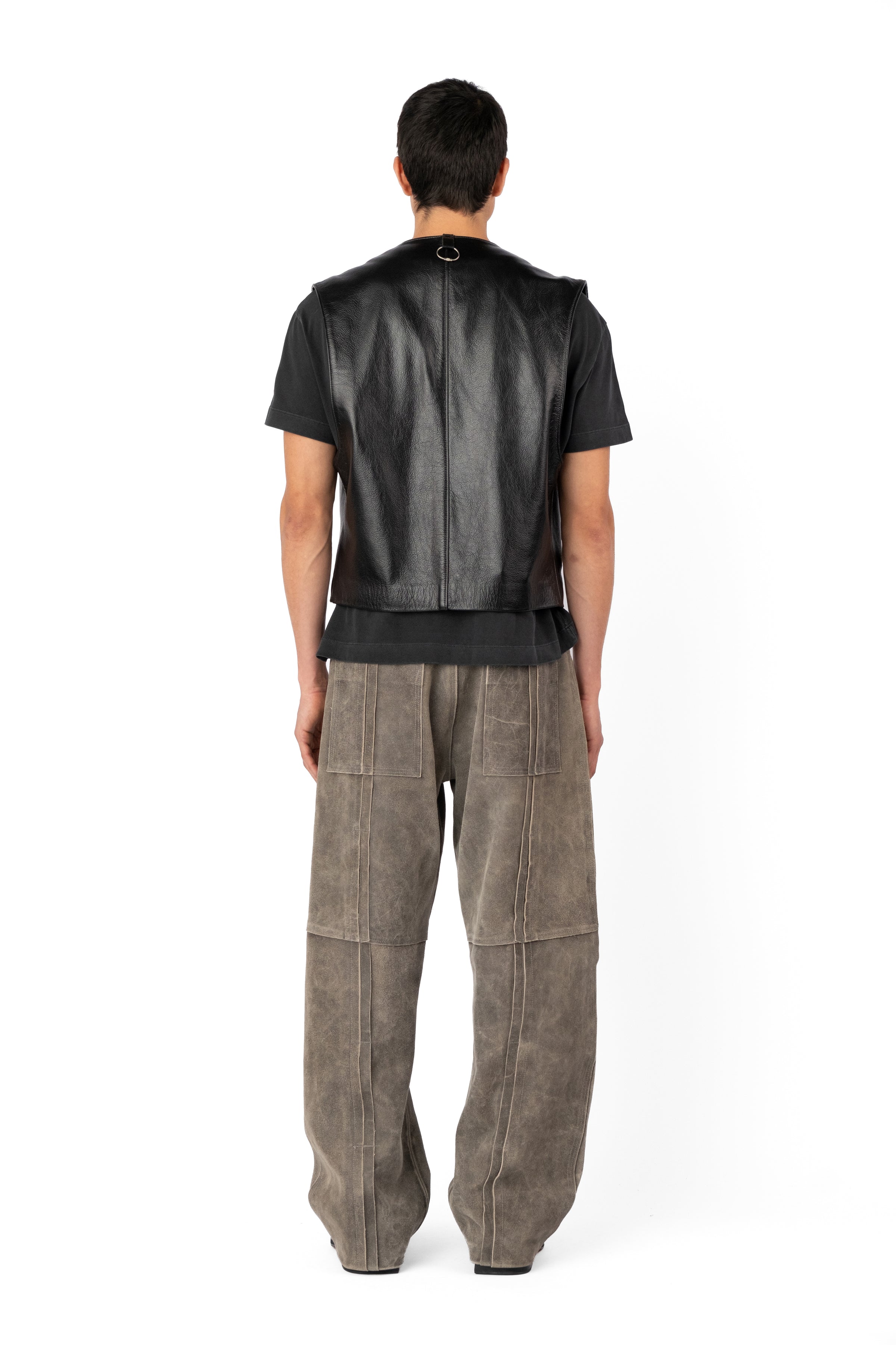 GILET LEATHER VEST BLACK