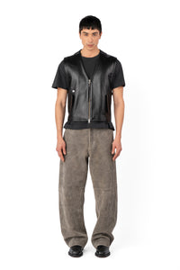 GILET LEATHER VEST BLACK