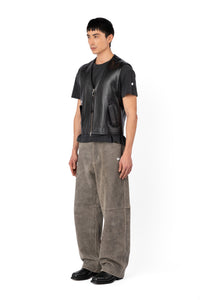 GILET LEATHER VEST BLACK