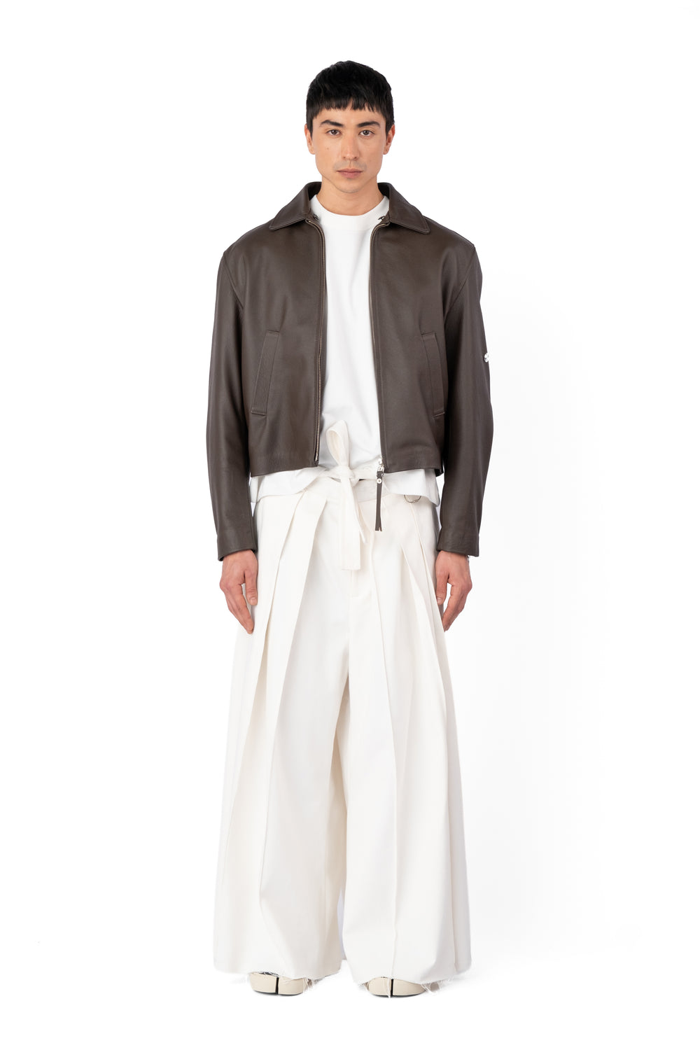TOBI LEATHER JACKET BROWN / OFF WHITE FUR