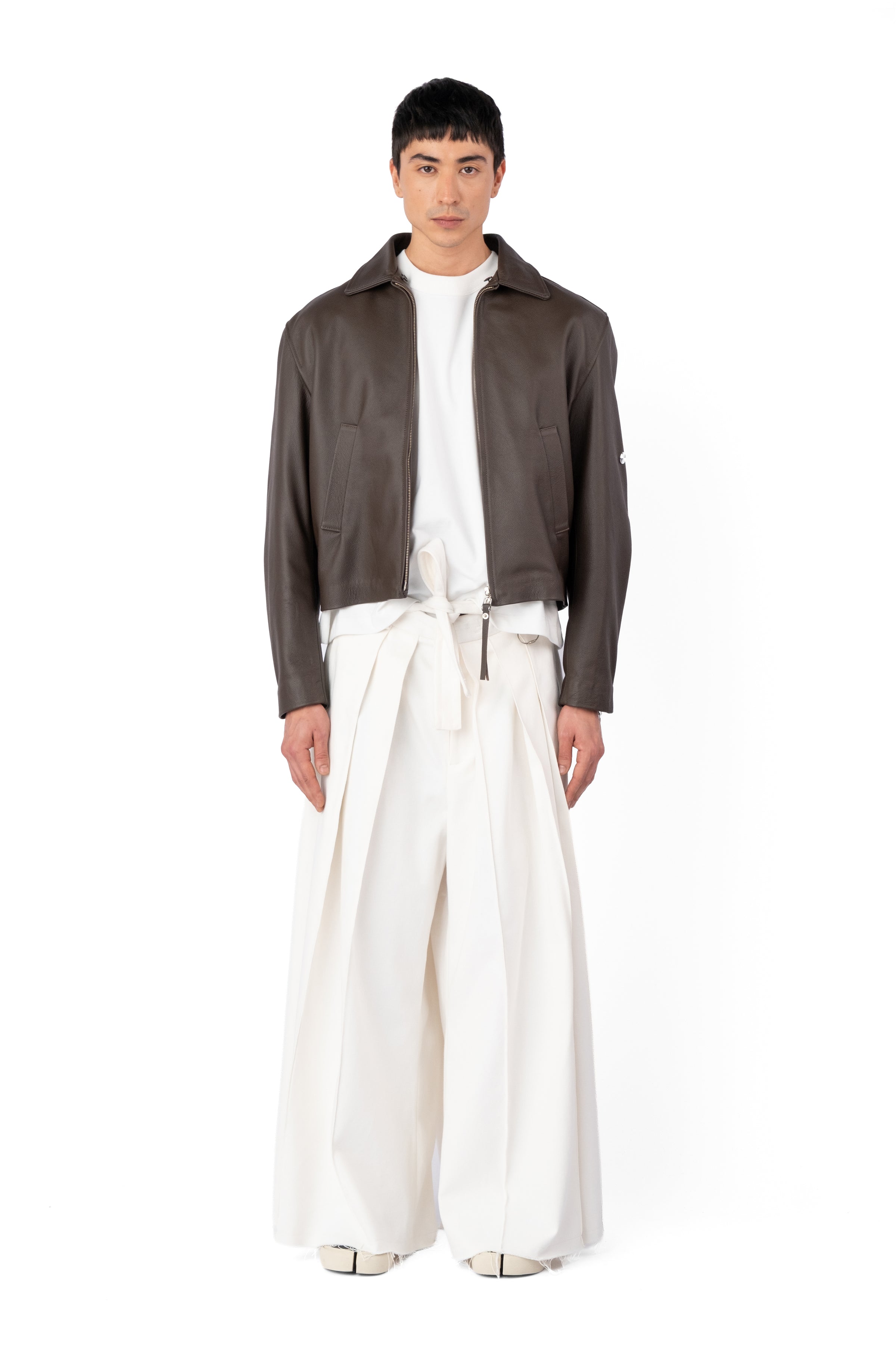 TOBI LEATHER JACKET BROWN / OFF WHITE FUR