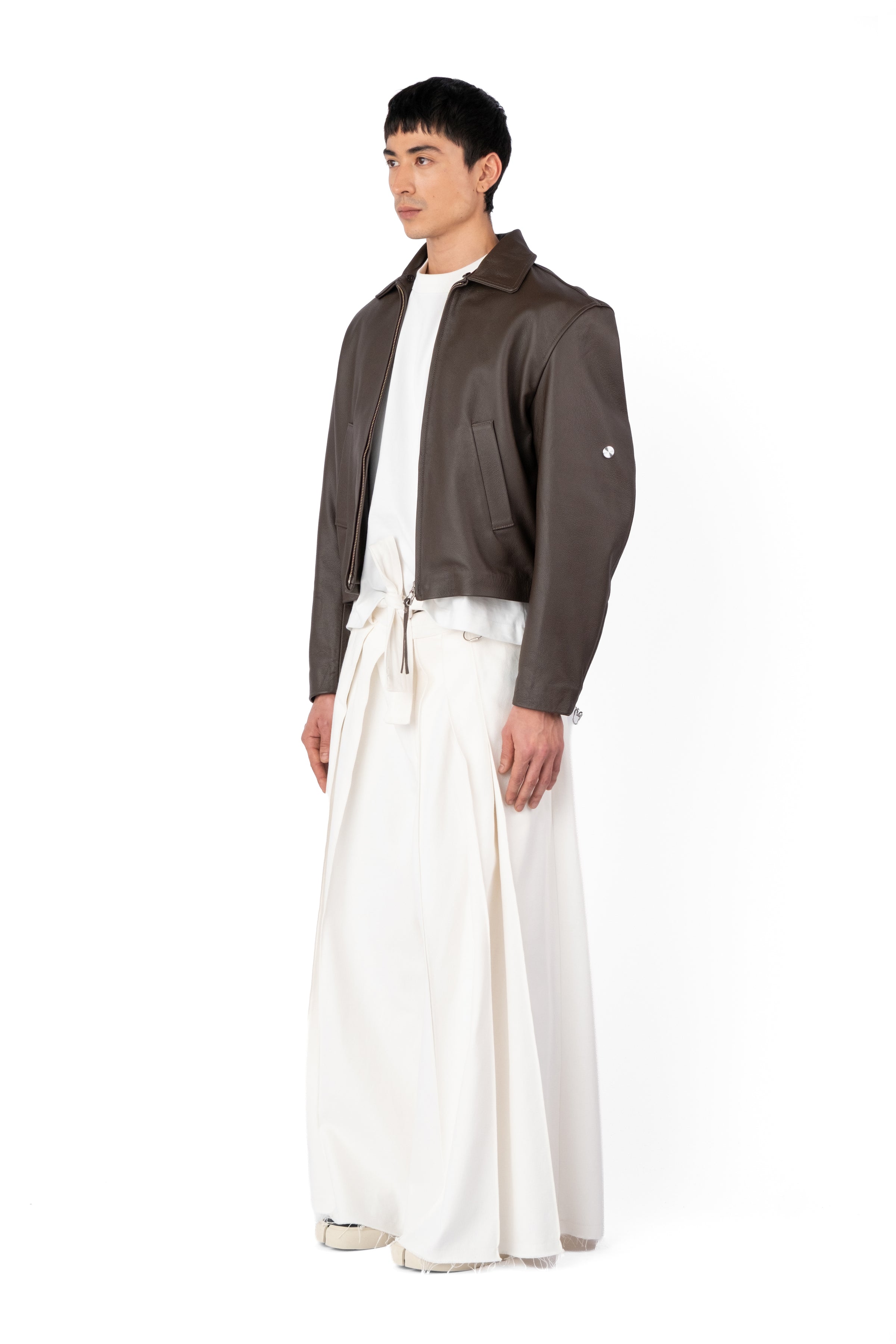 TOBI LEATHER JACKET BROWN / OFF WHITE FUR