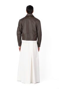 TOBI LEATHER JACKET BROWN / OFF WHITE FUR