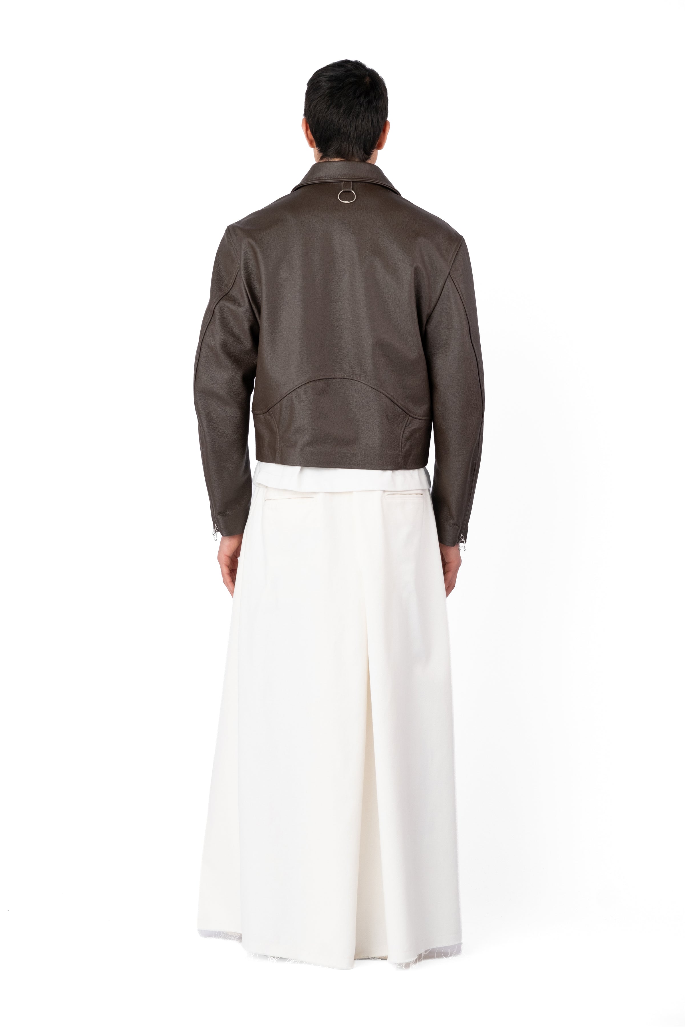 TOBI LEATHER JACKET BROWN / OFF WHITE FUR