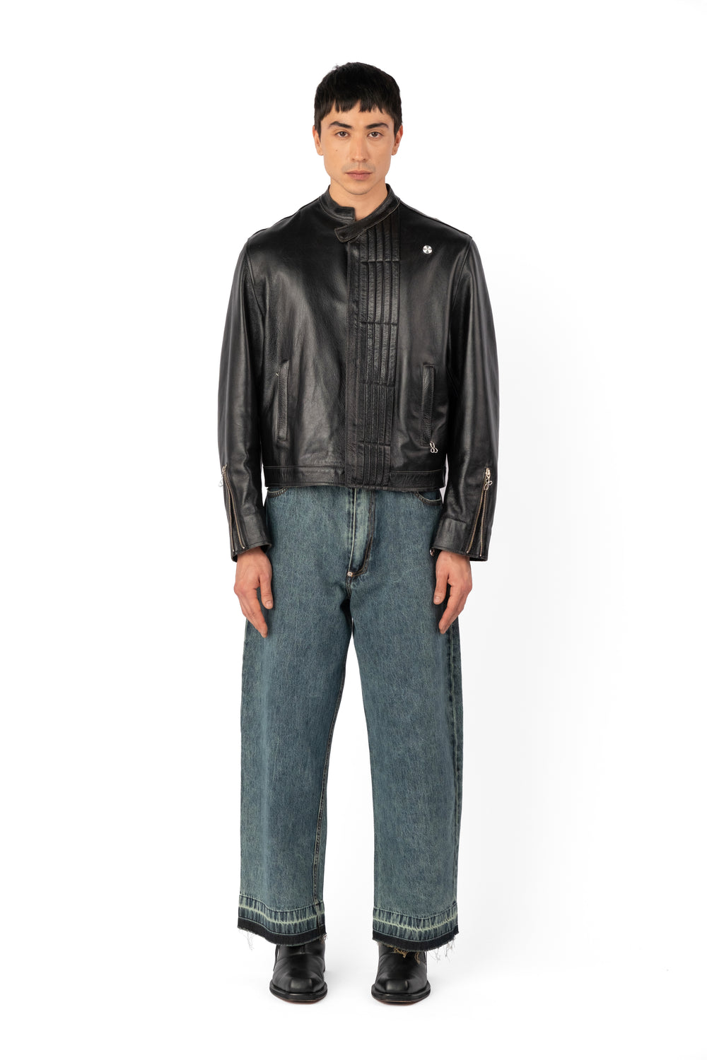TYP0 TRUCKER LEATHER JACKET BLACK