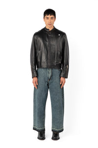 TYP0 TRUCKER LEATHER JACKET BLACK