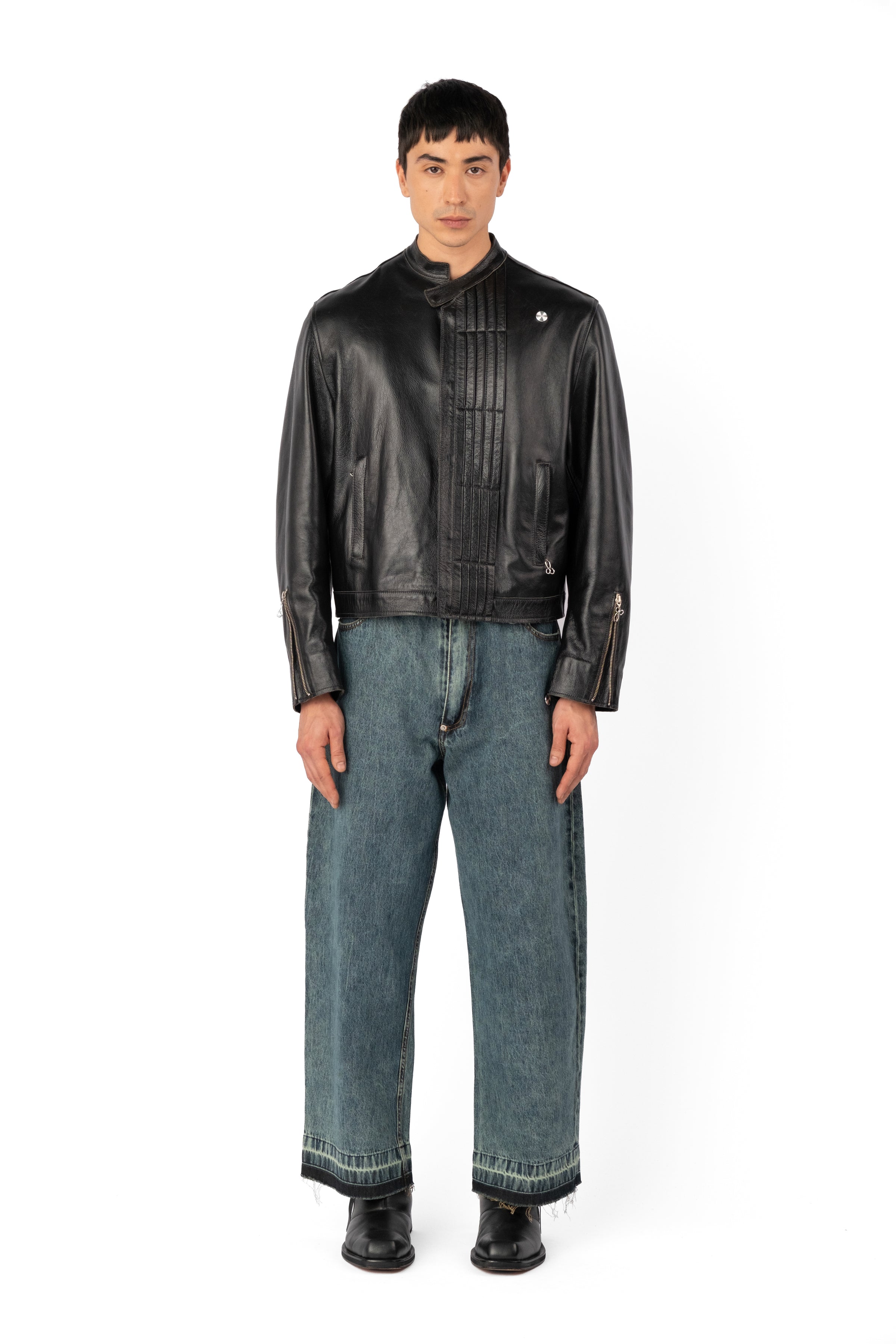 TYP0 TRUCKER LEATHER JACKET BLACK