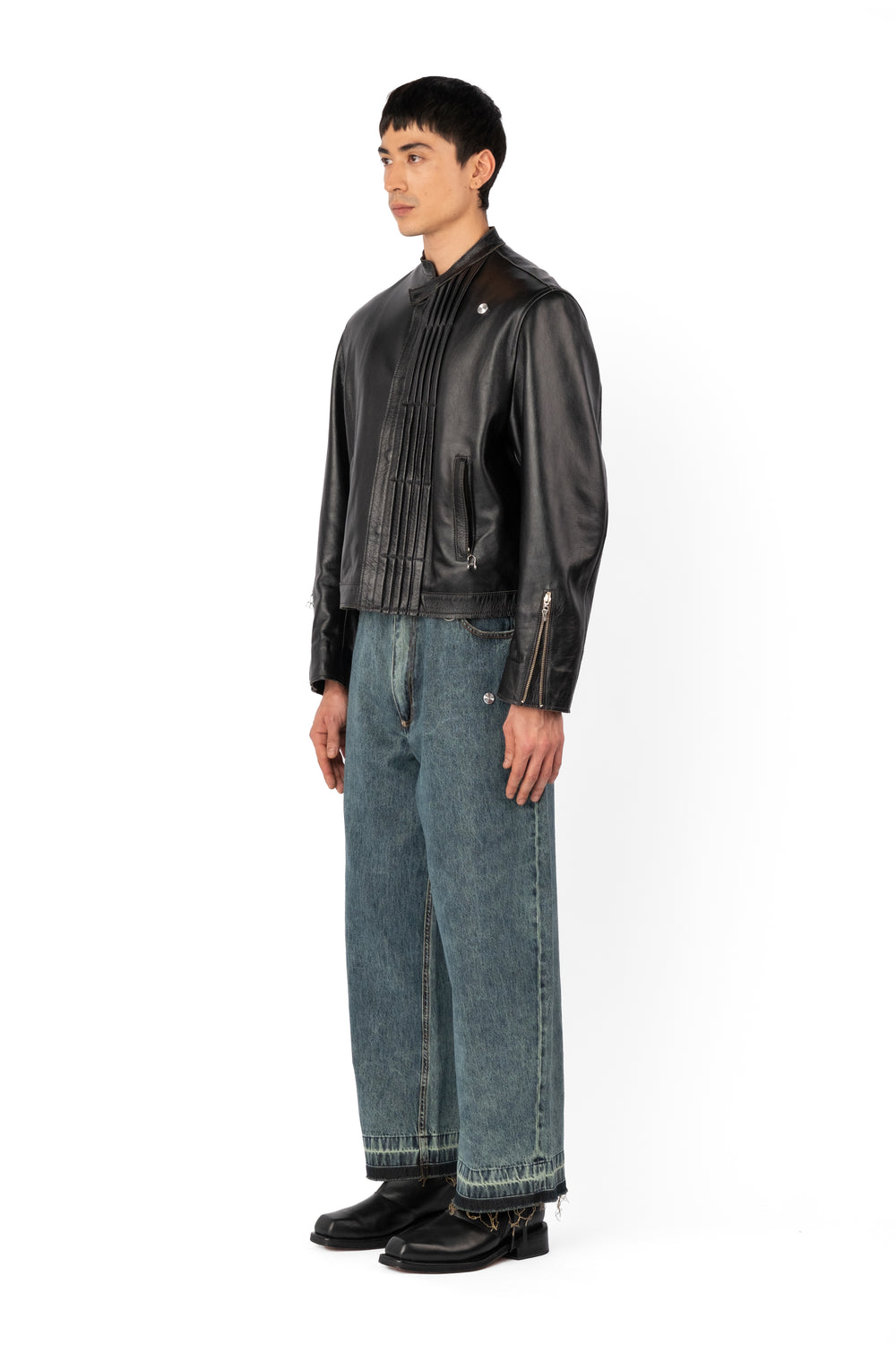 TYP0 TRUCKER LEATHER JACKET BLACK