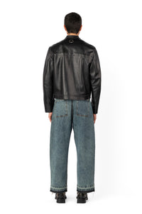 TYP0 TRUCKER LEATHER JACKET BLACK
